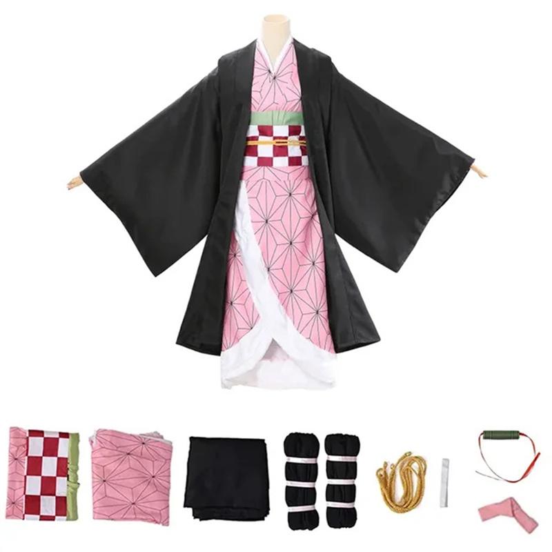 Anime Demon Slayer Kimetsu No Yaiba Zenitsu Giyu Tanjirou Kamado Nezuko Cosplay Frauen Kinder Männer Kimono Uniform Party Kids 110CM