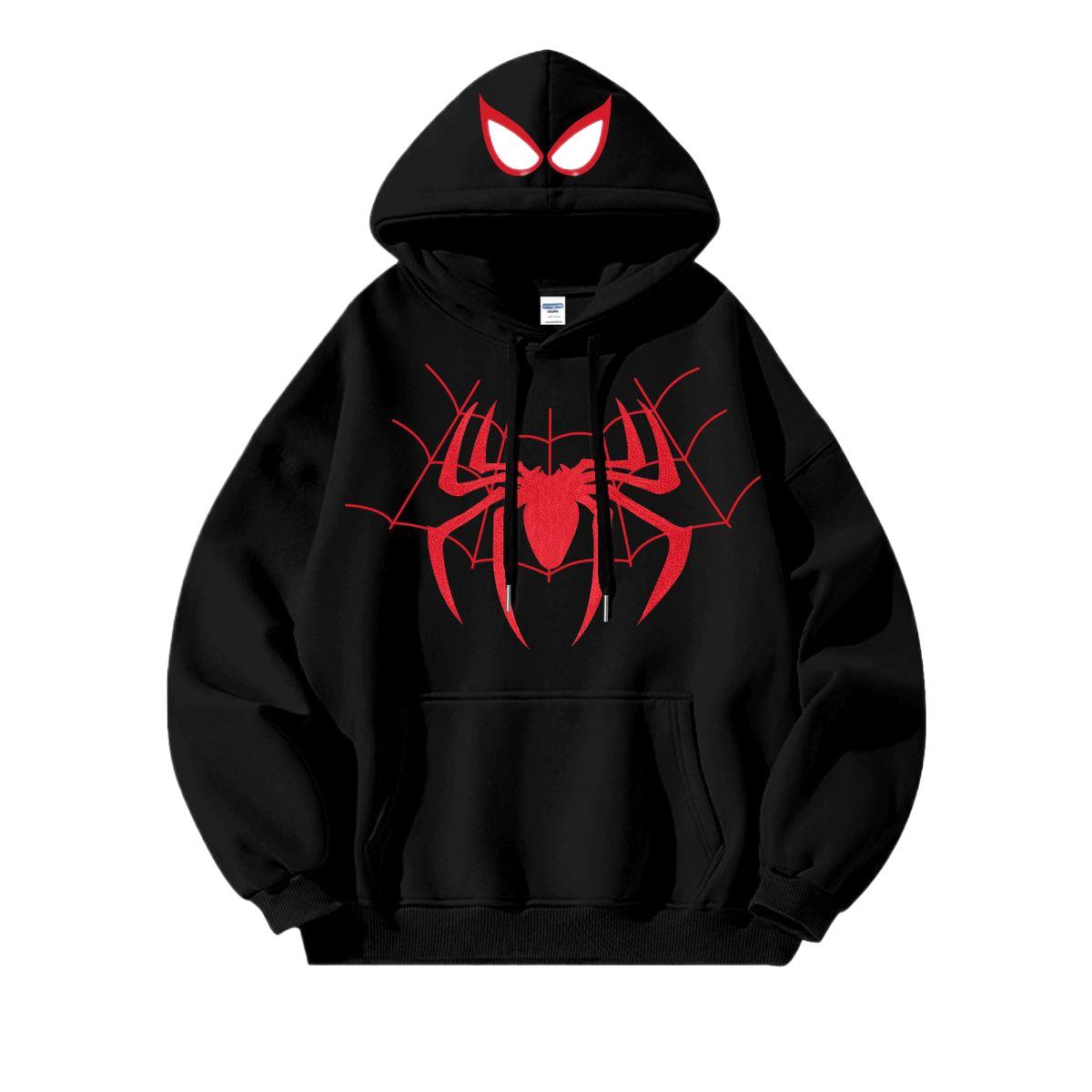 Amerikanischer Stil Retro Stil Spiderman Cartoon Anime Peripherie Jungen Hoodie für Frühling und Herbst Eltern-Kind-Hoodie 120 schwarz