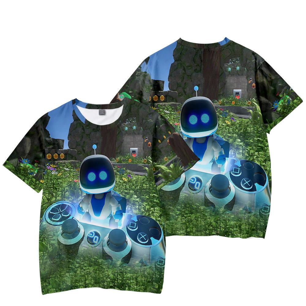 14 Farben Astro Bot Anime Damen Herren T-Shirts Cartoon Gedruckt O-Ausschnitt Übergroß Kurzärmlig Mode Herrenbekleidung Streetwear XXXXL hellgrüne