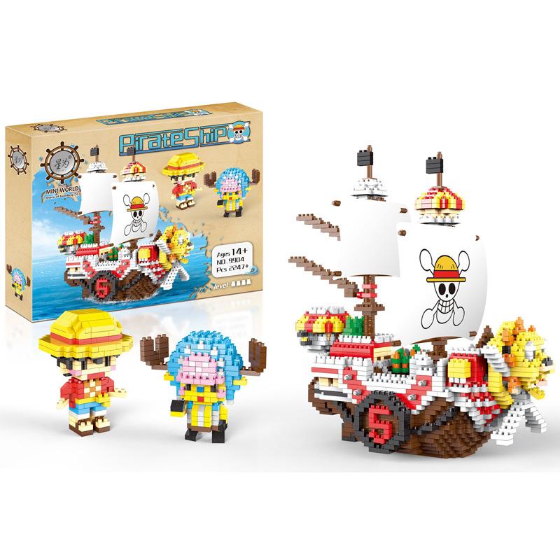 2247 Stück + Anime One Piece Bausteine Thousand Sunny Piratenschiff Luffy Tony Chopper Mikroziegel Figuren als Weihnachtsgeschenk No Box