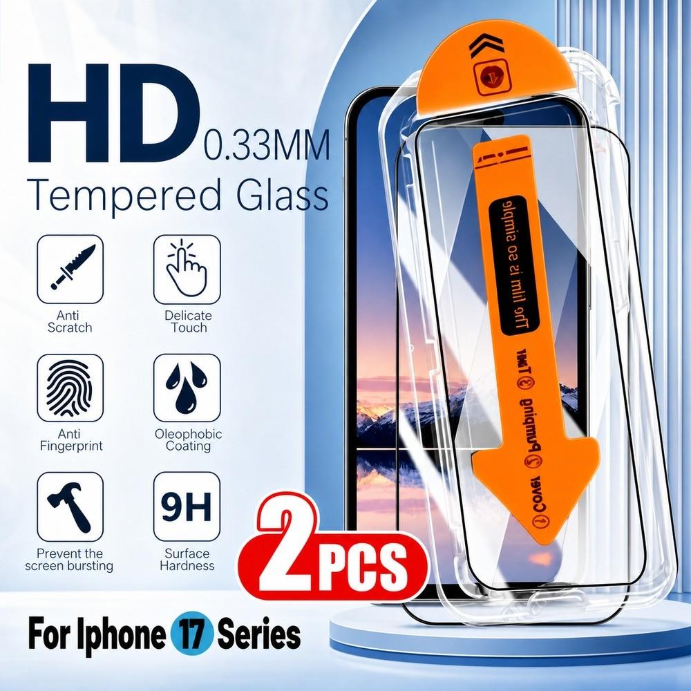 Gehärtetes Glas für iPhone 15 16 Plus 17 18 Displayschutz für iPhone 15 Pro 15 Pro Max 16 17 18 Pro Max 17e 16e Air HD Ein-Klick Gehärtetes Glasfolien iPhone 15 Plus weiß