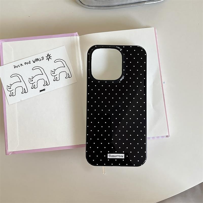 Minimalistisches Polka-Dot-Handyhülle im koreanischen Stil für Apple iPhone 17ProMax - Hartes PC-Kunststoff Stoßfest Personalisiert Vollständige Abdeckung auf iPhone 17/16/15/14/13/12 iPhone 13 schwarz