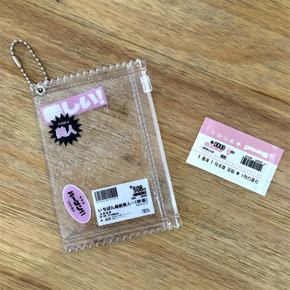 PVC Transparent Glänzend Candy Tasche INS Candy Tasche Karte Halter Candy Tasche Karte Ärmeln Abzeichen rosa