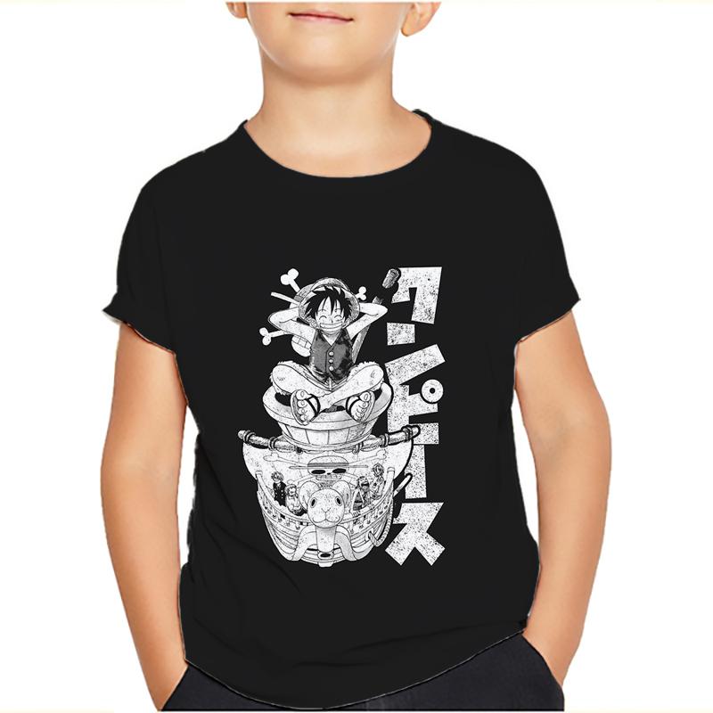 One Piece Luffy T-Shirt Four Emperors Kurzarm Zoro Sanji Chopper Ace Law Tee Kinderkleidung Modekostüme für Kinder Top 110 alizarin crimson