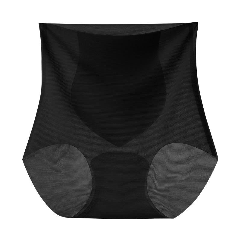 Ultradünne Damen-Bauchweghose aus nahtloser Eisseide mit hohem Bund und Baumwolle im Schritt zur Reduzierung des Bauches, Übergrößen-Slips, dünne Unterwäsche XL schwarz