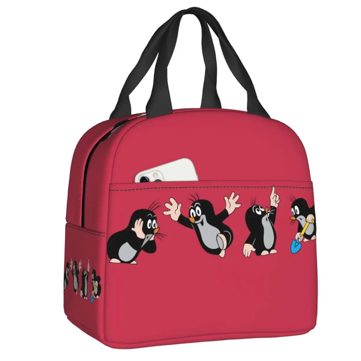 Tschechische Cartoons Krtek Maulwurf Wiederverwendbare Lunchbox für Frauen Wasserdicht Comics Thermokühltasche für Lebensmittel Isoliert Lunchtasche Büro Arbeit 22x20x13CM khaki