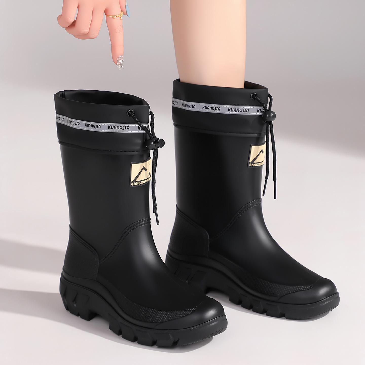 Hochwertige Damen-Gummistiefel, Outdoor-Schnelltrocknende Wasserschuhe, Kurze Gummistiefel, Saisonale Gummistiefel, Gartenstiefel, Sport-Gummistiefel 38 coole schwarze