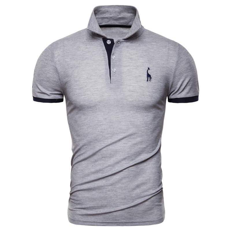 Usegiraffe Sommer Casual Poloshirt Herrenmode Selbstkultivierung Polo Baumwolle Hochwertiges Business Poloshirt T-Shirt Kurzarm L grau