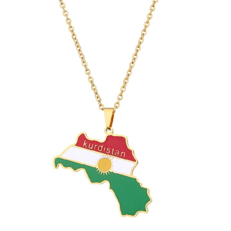 Kurdistan Karte Halskette Damen Herren Ketten Gold Silber Kurdistan Flagge Karte Anhänger gold