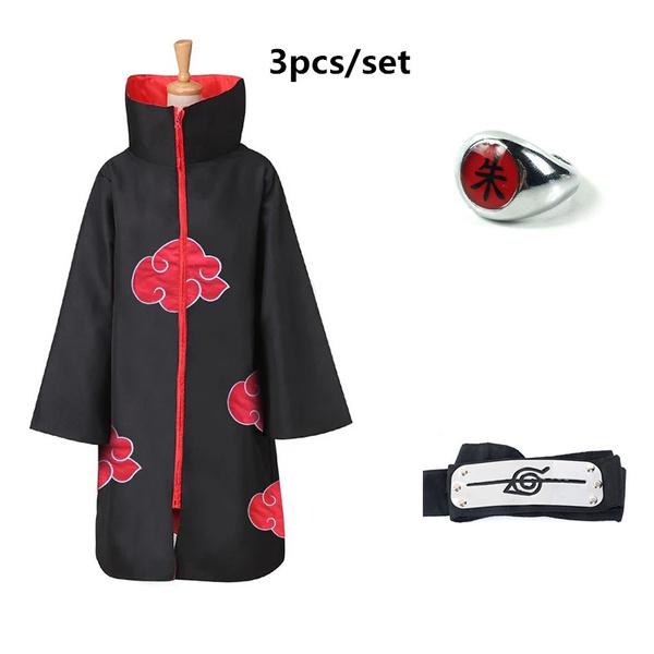 Anime NARUTO Akatsuki Uchiha Itachi Cosplay Kostüm Mantel Robe Ninja Graben Mantel Set Ring Stirnband Halloween L