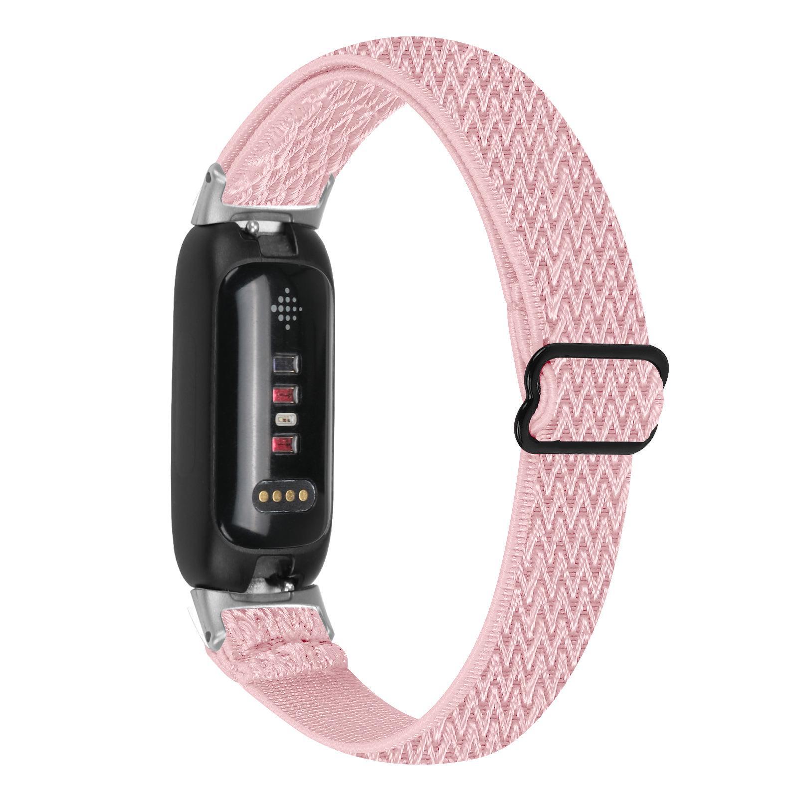 Fitbit Inspire 3 – verstellbares elastisches Armband mit Fischgrätenmuster und einer Schlaufe inspire3-black head rosa