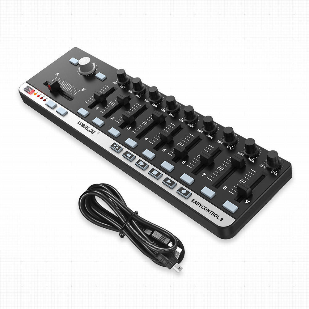 Worlde EasyControl.9 Tragbarer Mini-USB-9-Slim-Line-MIDI-Controller