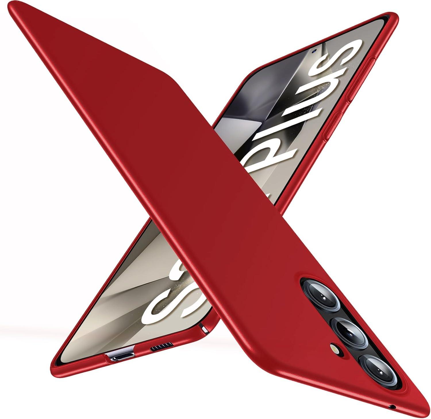 Ultra-dünne matte Hart-PC-Hülle für Samsung Galaxy S25 Edge S24 S23 S22 S21 FE Ultra Plus Luxus-Matt-Hülle für Samsung S25 + S21 FE rot