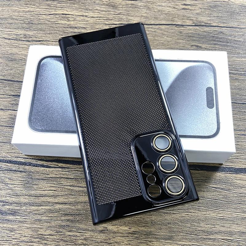 Luxuriöse Wärmeableitungs-Telefonhülle für Samsung Galaxy S25 S24 S23 S22 S21 S 24 Ultra Plus, galvanisierte Kühllinsenschutzabdeckung For Samsung S23 schwarz