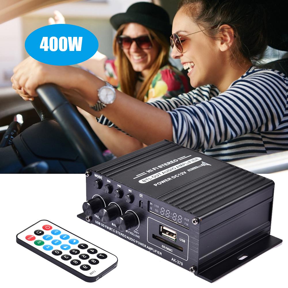 400W DC12V BT Verstärker HiFi Auto Stereo Musik Receiver FM MP3 Leistungsverstärker AK370 with remote control