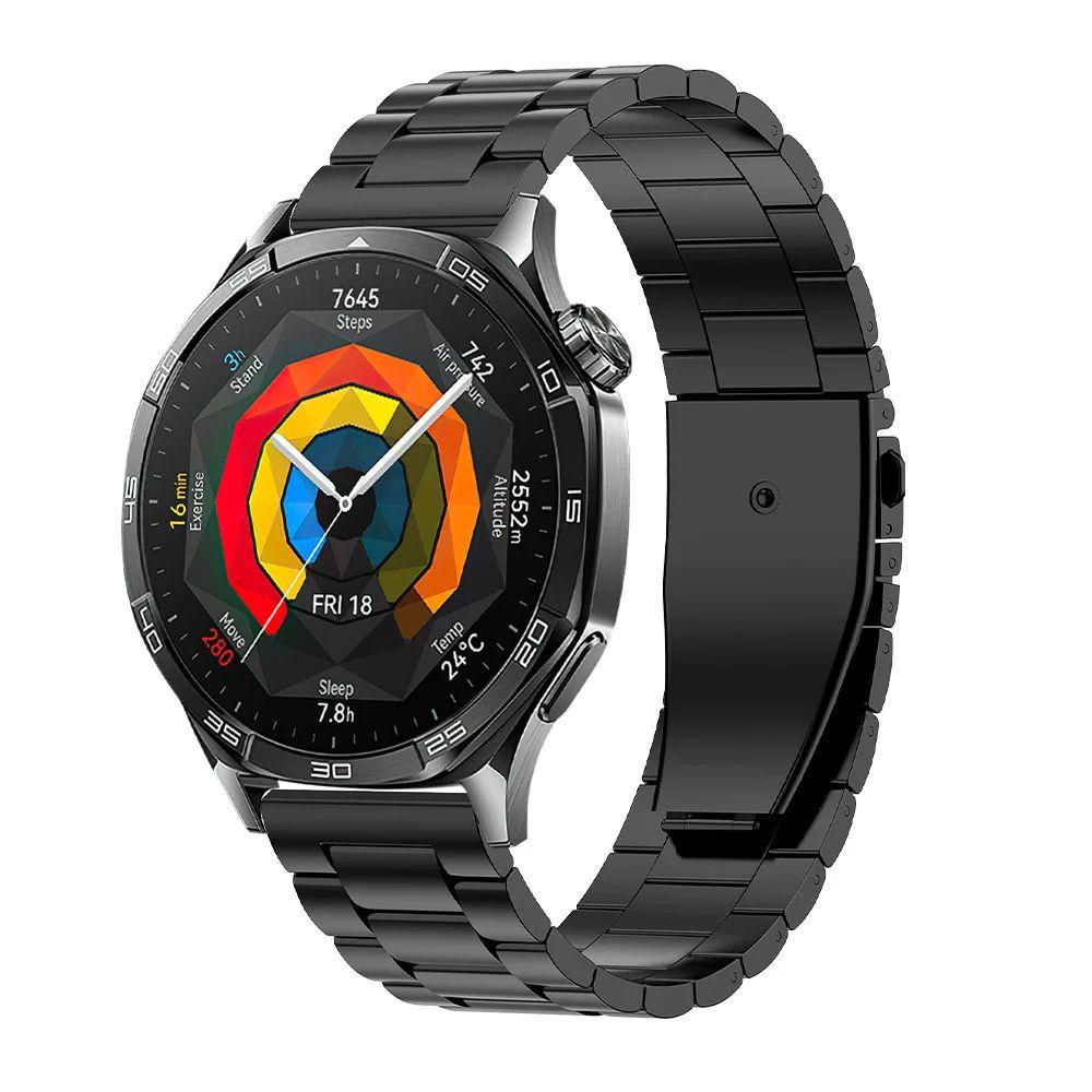 22mm Edelstahlarmband für Huawei Watch GT 5 Pro 46mm GT5 GT4 GT3 GT2 GT Armband Correa für Huawei Watch 4/3 Pro Armband Huawei GT 46mm schwarz