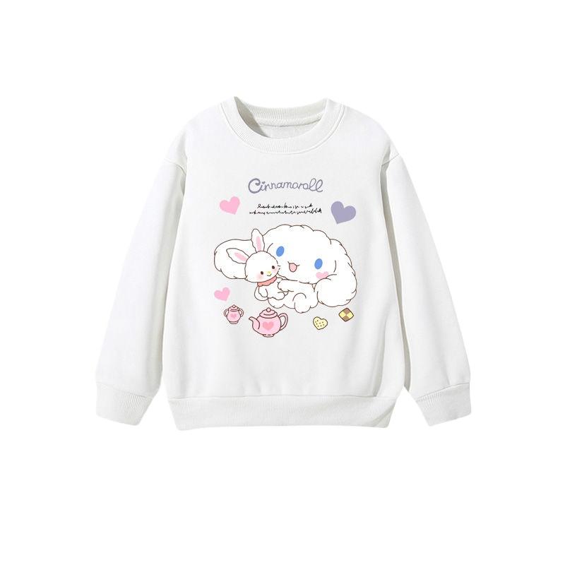 2025 MINISO Kinderbekleidung Niedliche Cinnamoroll Hoodies Cartoon Anime Peripherie Jungen und Mädchen Rundhals-Pullover für Frühling und Herbst 140 beige