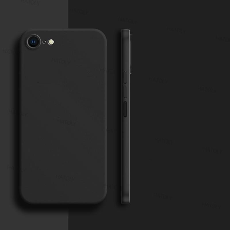 Für iPhone SE 2020 Hülle iPhone 7 8 SE 2020 2022 Hülle Original Stoßfeste Flüssigsilikon-Telefonrückseite für iPhone SE 2020 For iPhone SE (2020) schwarz