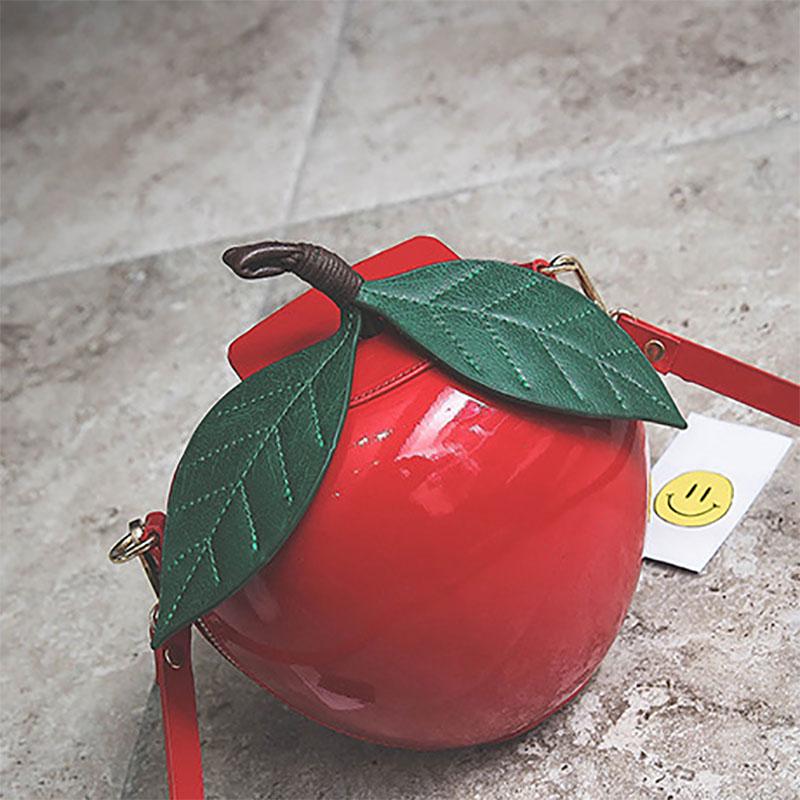 SCIONE Mode Cartoon Kleine Tasche Niedliche Apple Tasche Persönlichkeit Weibliche Tasche Kleine Tasche Messenger Tasche 19cm*19cm*10cm rot