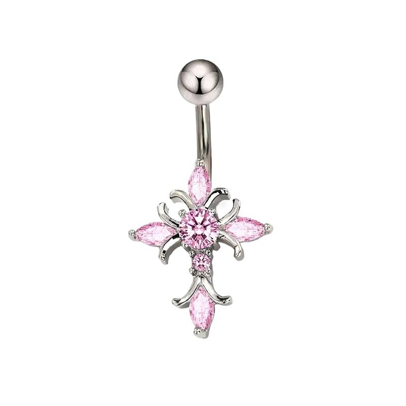 Christliches Kreuz Bauchnabelpiercing Schmuck 14G Titan Hantel Frau Mann Religiöses Zubehör Gold Silber Farbe Bauchnabelringe A3
