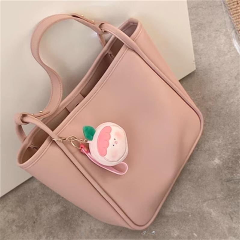 Damen Handtasche Studentin Tasche für den Unterricht Große Kapazität Einfarbige Tragetasche Handtasche für Pendler Unterarmtasche 29*12*27cm rosa