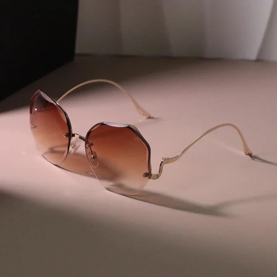 Retro Grenzenlose Sonnenbrille Damen Herren Klassische Sonnenbrille Damen Herren Stylische Designer Reise Freizeit Sonnenbrille Oculos De Sol Other