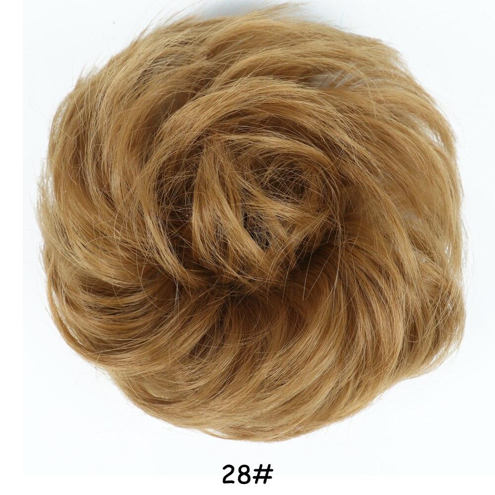 MISS WIG Frauen Messy Chignon Donut Haarknoten Kunsthaar Elastischer Chignon Kunstfaser Haarteil Grau Schwarz Braun Farbe brown