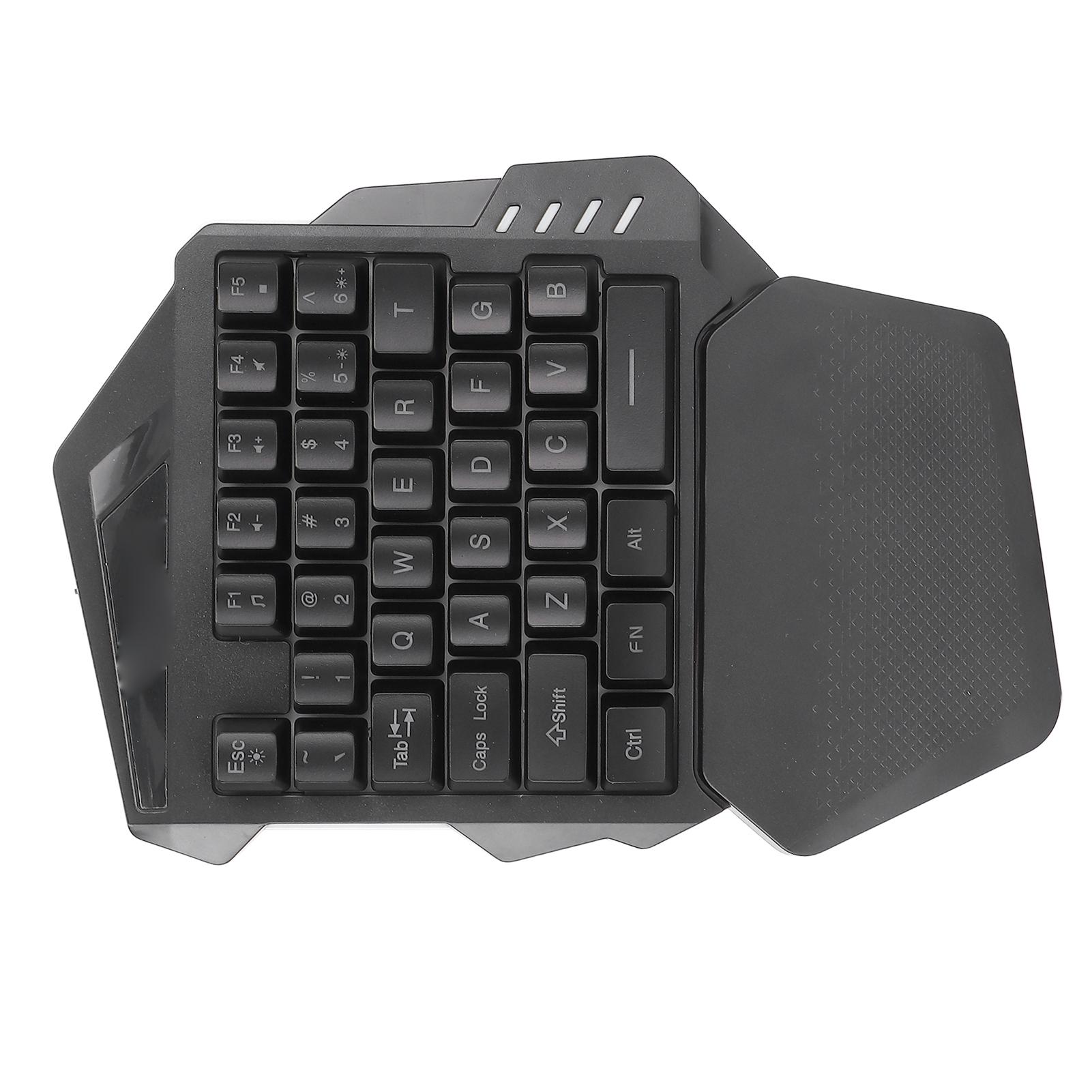 Einhand-Gaming-Tastatur, 2,4 G Wireless, RGB-Beleuchtung, ABS, 35 Tasten, Gaming-Tastatur für Computer