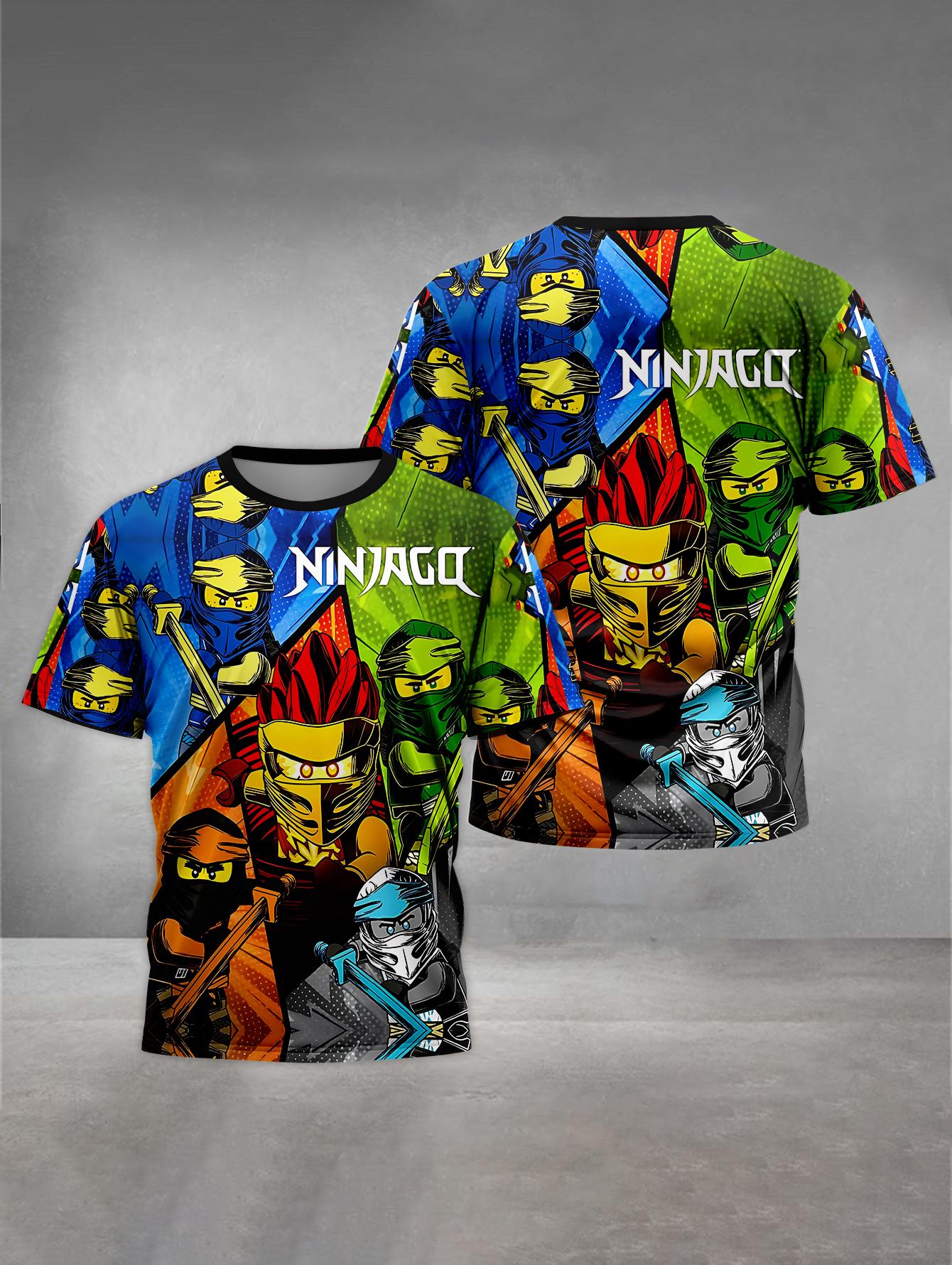MINISO Print Babykleidung 4 bis 14 Jahre Männliche Outdoor-Kleidung für Cartoon-Spiel Kinder Junge Mädchen Kind T-Shirt Top Shirts- NN-Ninjagos 120 blue
