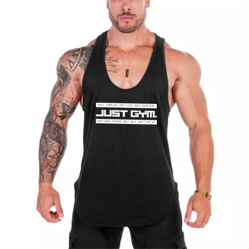 Muscleguys Just Gym Fitness Herren Stringer Tank Top Mesh Bodybuilding Tanktop Muscle Singlet Ärmellose Weste M schwarz
