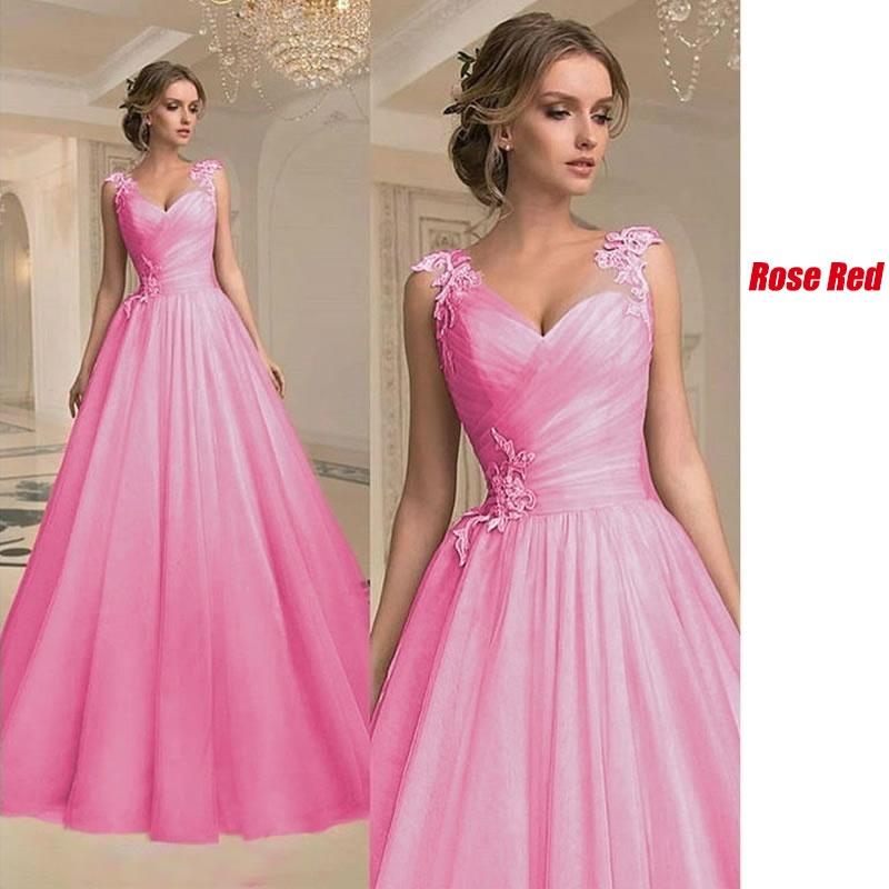 Süßes ärmelloses A-Linie-Hochzeits-Partykleid für Mädchen, Guaze-Abschlussballkleid, langes Abendkleid XXXL rose rot