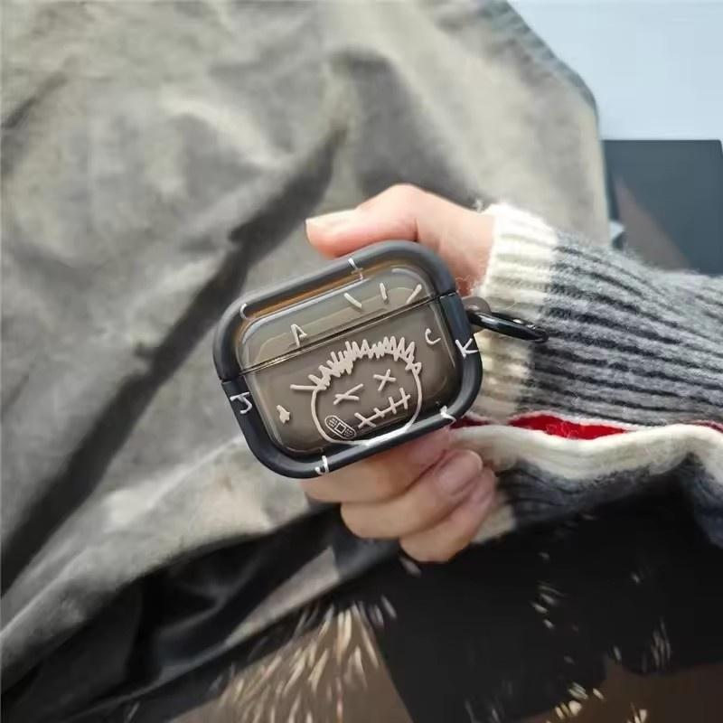 Trend Travis Scott Transparente Schutz-Bluetooth-Headset-Hüllen für Apple Airpods 4 1 2 Pro 3 Pro2 Stoßfeste Kopfhörerabdeckung AirPods Pro grau