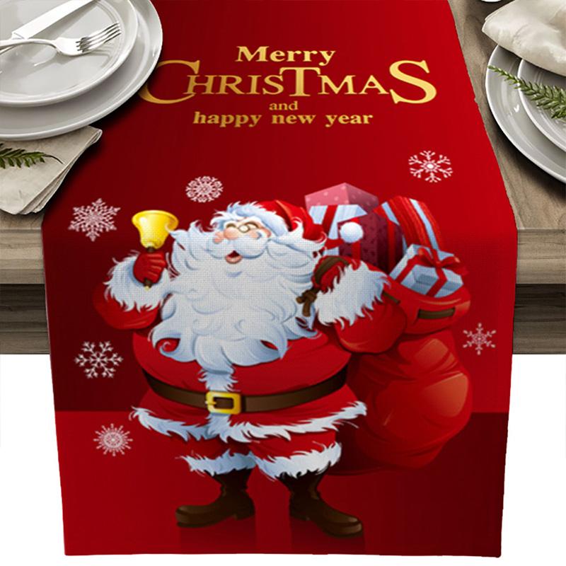 1PC Weihnachtsdekoration Tischläufer Tuch Weihnachtstischflagge Polyester Neujahr 2024 33*180