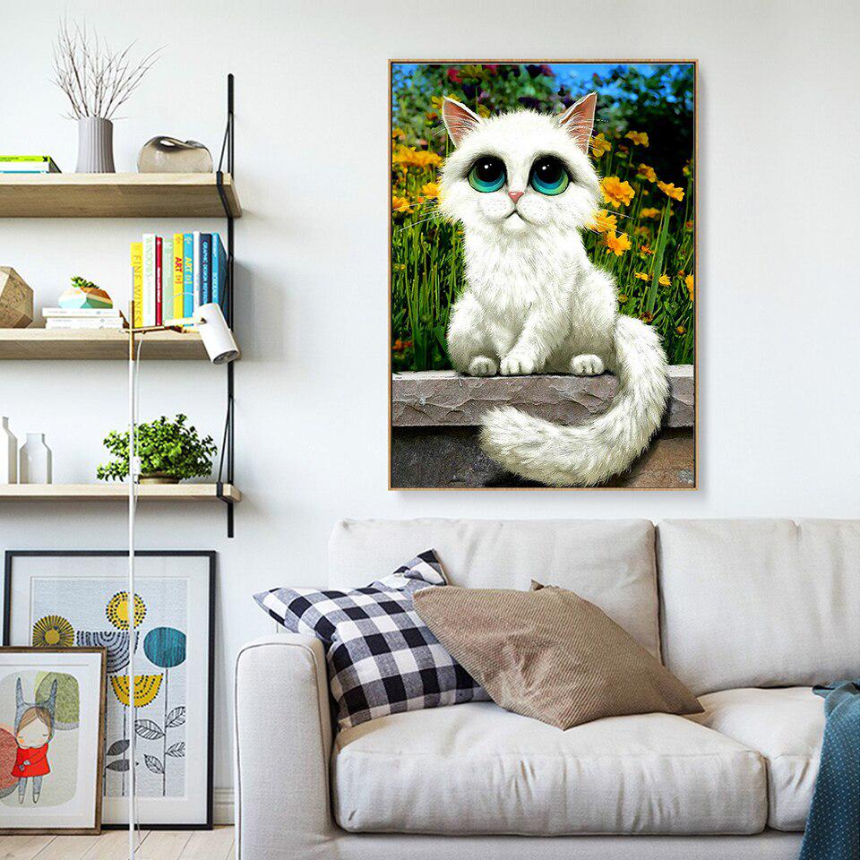 Diamant Mosaik Tier Volle Runde Diamant Malerei Kreuz Stich Katze Diamant Stickerei Tier Bild 20X30CM