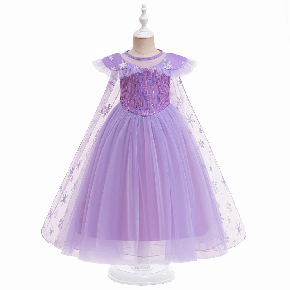Eiskönigin Elsa Prinzessinnenkleid für Kinder - Pailletten-Abend- und Bühnenkleid für Mädchen 130cm licht lila