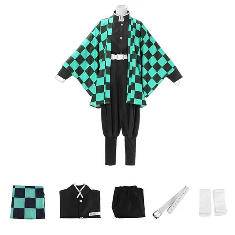 Anime Demon Slayer Kimetsu No Yaiba Zenitsu Giyu Tanjirou Kamado Nezuko Cosplay Frauen Kinder Männer Kimono Uniform Party Kids 120CM black