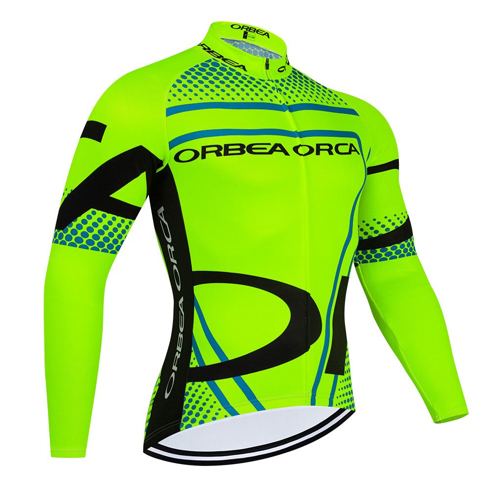 Winter Fluor ORBEA ORCA Fahrradjacke Radtrikot Hose Set Herren Damen Fleece Ropa Ciclismo Team Por Fahrradbekleidung M