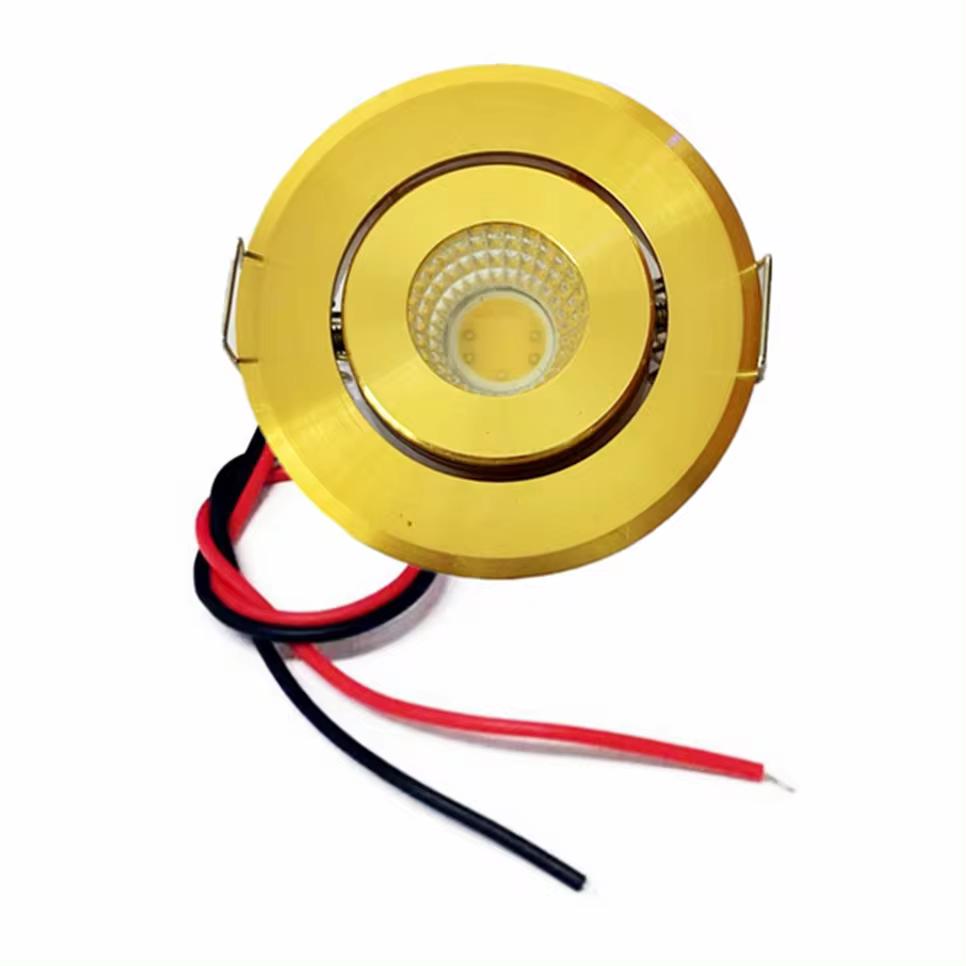 12V COB LED Einbaustrahler Mini Deckenleuchte 3W Einstellbar Treiberfrei Einbaustrahler Vitrine Schrank Einbauleuchte Weißes Gehäuse Gold Shell warm weiße