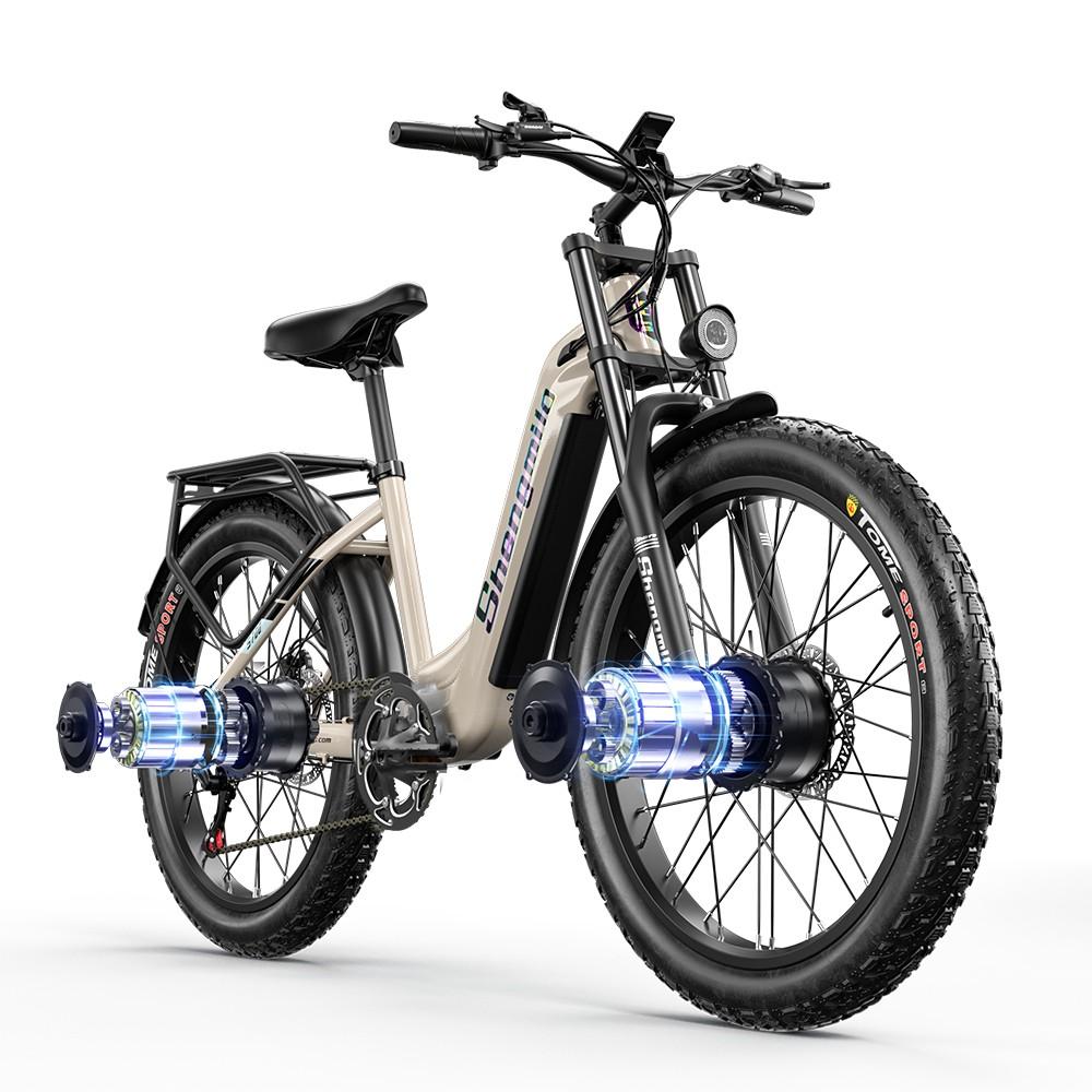 Shengmilo S700 Step-Through-Elektrofahrrad, 2000-W-Motor, 48-V-Akku, hydraulische Bremsen, 26-Zoll-All-Terrain-Reifen, ergonomisches Design khaki