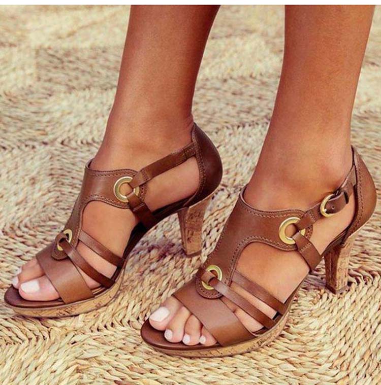 Frauen Sandalen Sommer Römischen Frau Schuhe Hohe Ferse Retro Böhmen Schuhe Weibliche Bequeme Sandalen Damen Casual Schuhe 37 braun