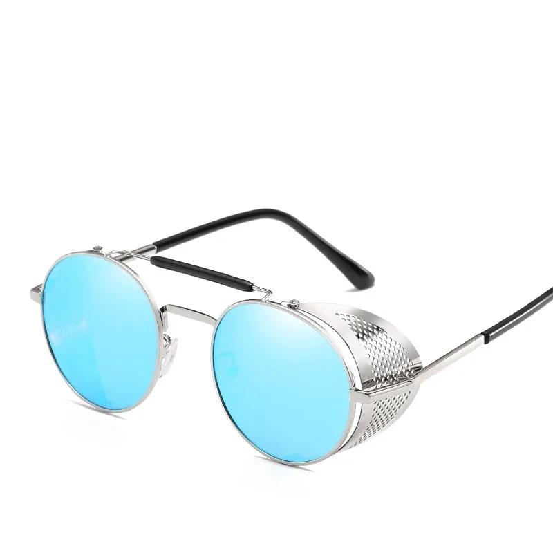 Retro Gothic Steampunk Stil Runde Metallrahmen Sonnenbrille Männer Frauen Luxus Designer Shields Objektiv Sonnenbrille Gafas de Sol white