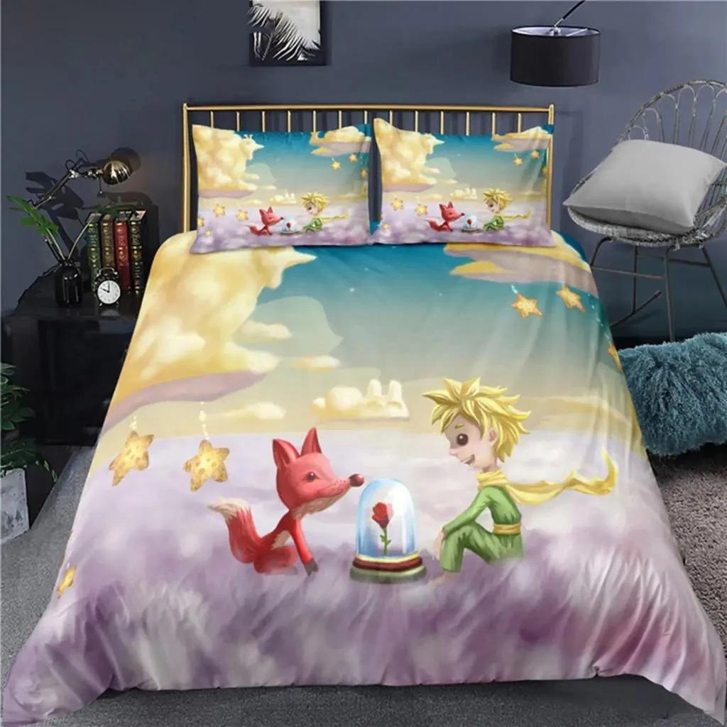 Anime Kleine Prinz Le Petit Prince Bettwäsche Set Jungen Mädchen Twin Queen-Size Bettbezug Kissenbezug Bett Kinder Erwachsene AU Double 180x210cm