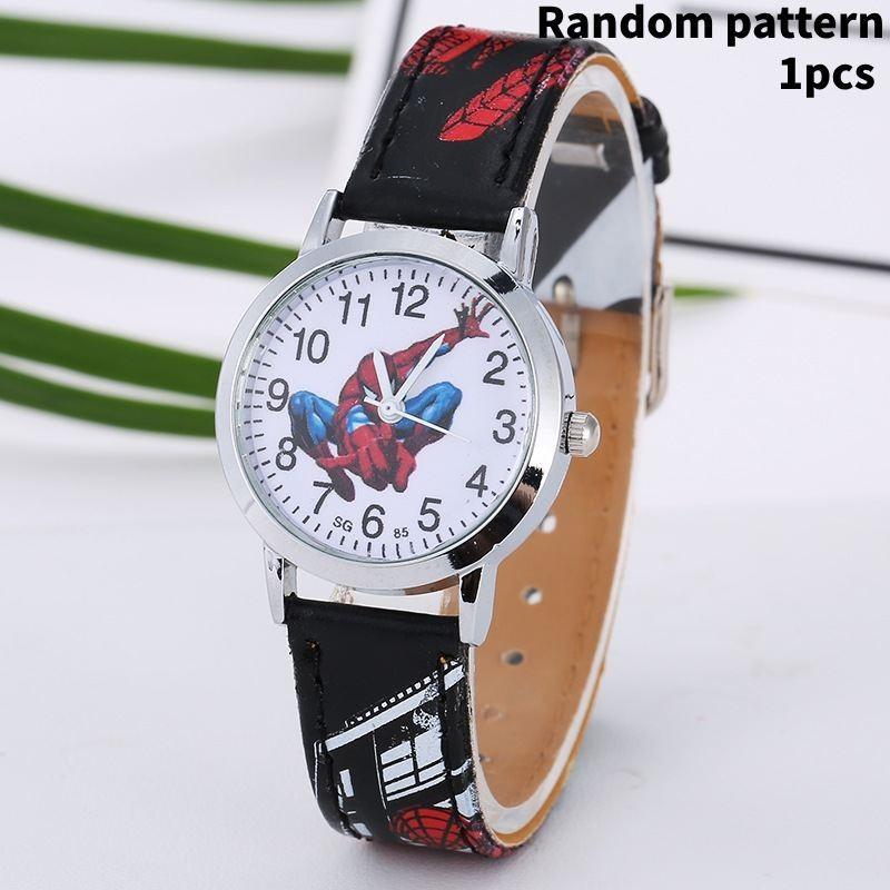 Uhren Kinder Spiderman Pu Cartoon Modern Fans Geschenke Vielseitige Mode schwarz