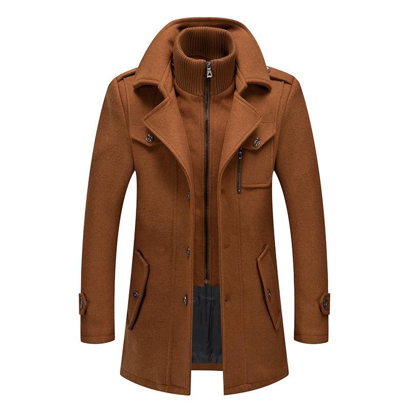 Trenchcoat für Herren, Wollmantel für Herren, Jacken für Herren, modische Jacke und Mantel, Herrenmantel, Doppelkragenmantel, kältebeständige Jacke L kamelfarben