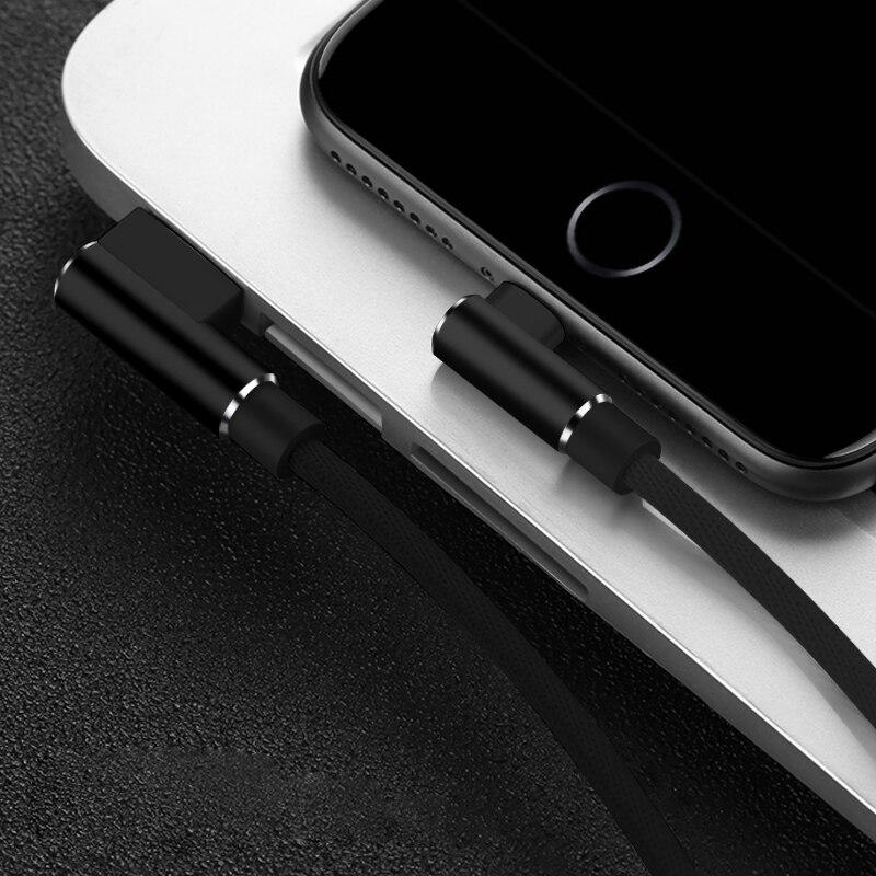 1 2 3 m 90 Grad Schnellladedatentyp C Micro-USB-C-Kabel für Samsung Huawei Xiaomi Oneplus OPPO Typ-C-Ladegerät langes Mobiltelefon-Drahtkabel Type C - 2m schwarz