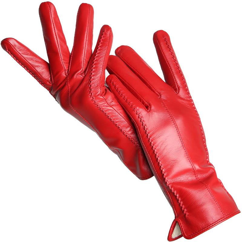 Mode frauen handschuhe Farbe Schaffell Winter Warme Dünne Touchscreen handschuhe Hohe Qualität 7 rot