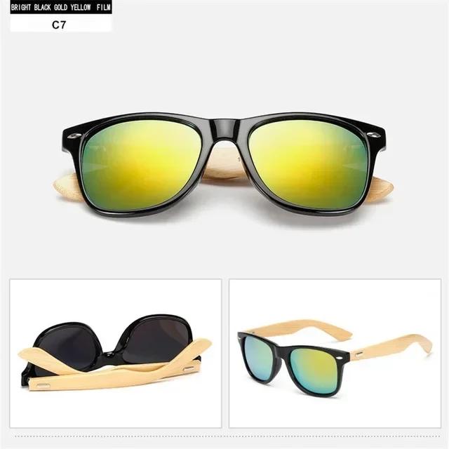 14 farbe Holz Sonnenbrille Männer Frauen Quadrat Bambus Frauen Für Frauen Männer Spiegel Sonnenbrille retro de sol masculino Handmade