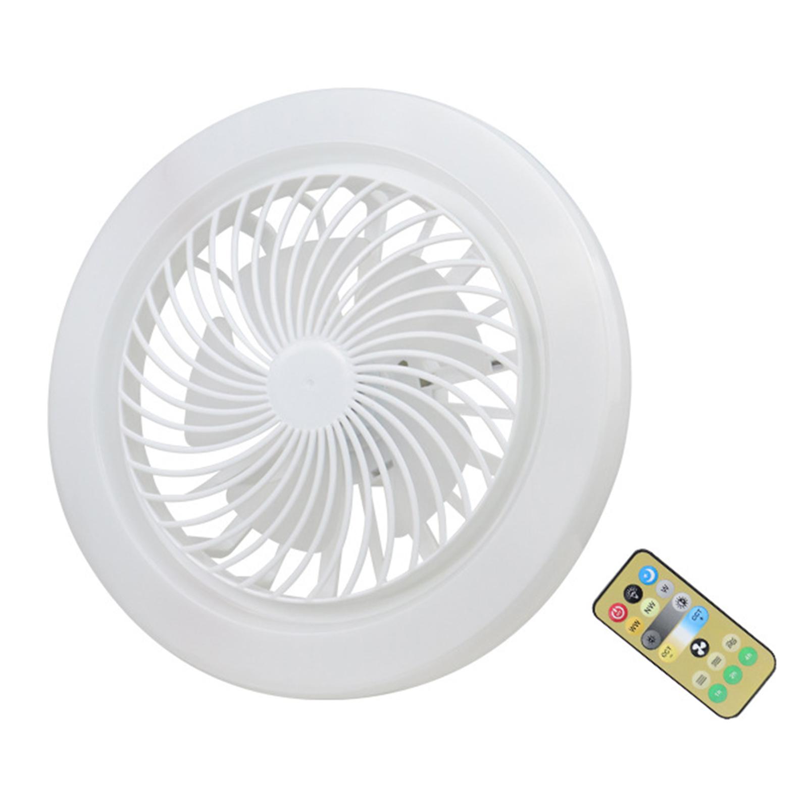E27 kleiner Ventilator mit Licht, leiser Deckenventilator mit LED-Licht, einstellbare Farbtemperatur, dimmbarer Ventilator 3 Light Colors weiß