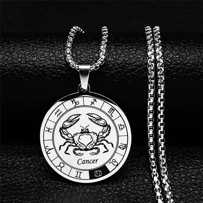 12 Konstellation Edelstahl Kette Halskette Frauen/Männer Silber Halskette Schmuck