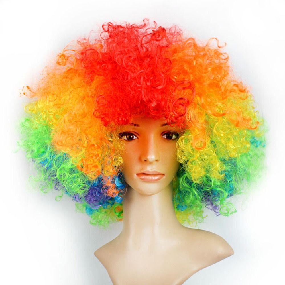 Party Requisiten Clown Cosplay Kinder/Erwachsene Verkleidung Bunte Perücken Schwarze Afro Lockenperücke Lockiges Haar bunt